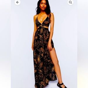 Floral Cutout Slit Maxi nwt XL